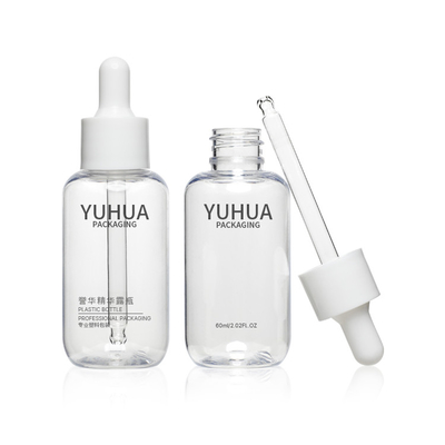 2oz Geri Dönüşümlü PCR 60ML Plastik Yüz Serumu Şişeleri Alt Damlalığı Bastır