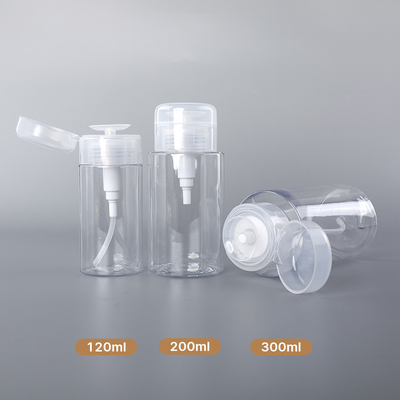200ml 300ml Makyaj Plastik Ambalaj Şişeleri Şeffaf Pres Pompası Deşarj PET Şişe