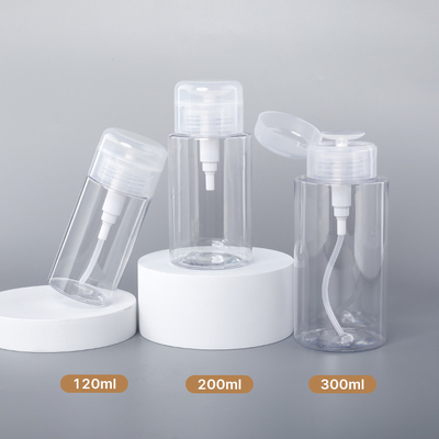 200ml 300ml Makyaj Plastik Ambalaj Şişeleri Şeffaf Pres Pompası Deşarj PET Şişe