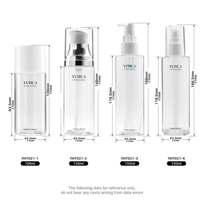 100ml 130ml 150ml Plastik Losyon Şişesi Buzlu Şeffaf Silindir Pompalı Yuvarlak Şişe