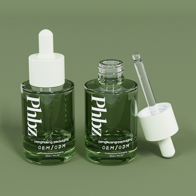 OEM 30ML 1oz Lüks Cam Damlalıklı Şişeler Yeşil Serum Şişesi