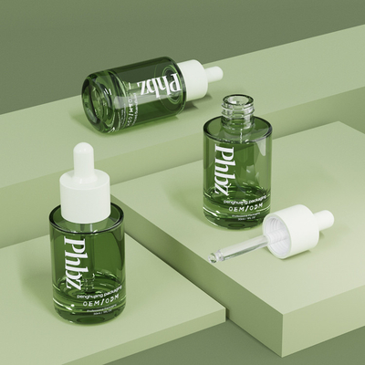 OEM 30ML 1oz Lüks Cam Damlalıklı Şişeler Yeşil Serum Şişesi