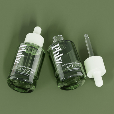 OEM 30ML 1oz Lüks Cam Damlalıklı Şişeler Yeşil Serum Şişesi