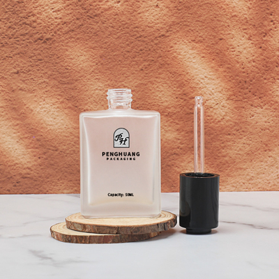 Kozmetik paket için kare serum cam damlatıcı şişe