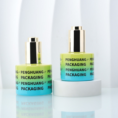 Sarı eğri mavi 30ml 50ml Essence Oil Serum Dropper Şişeleri Özel Logo ile