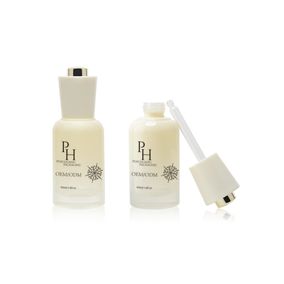 Özel logo 30ml Yuvarlak Boş Cam Serum Damla Şişeleri İpek ekran baskı ile