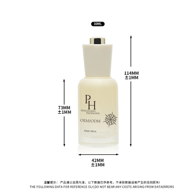 Özel logo 30ml Yuvarlak Boş Cam Serum Damla Şişeleri İpek ekran baskı ile