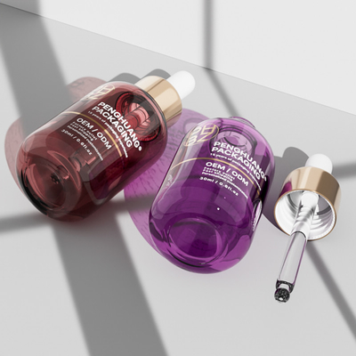 Saç bakımı için 30 ml yuvarlak cam serum damlatıcı şişeleri