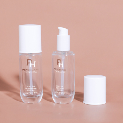Yuvarlak Şekil Açık Boş Sıvı Temel Şişe 30ml 1oz Cam Losyon Pompa Şişe Kozmetik Paketleme için
