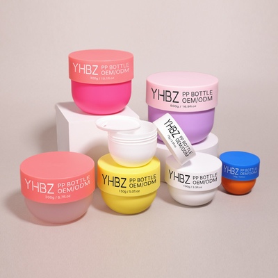 Toptan tereyağı kremi kavanozları 50/75/100/150/200/300/500g Geniş ağız yuvarlak vücut fırça konteynerleri