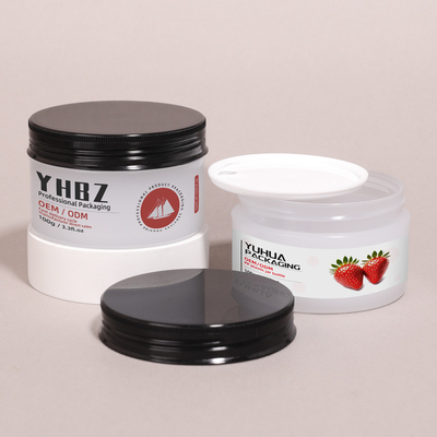 Özelleştirilebilir Logo Yuvarlak Plastik Ambalaj Kavanozları Vuruş Kapaklı Boş Vücut Tereyağı Konteyneri