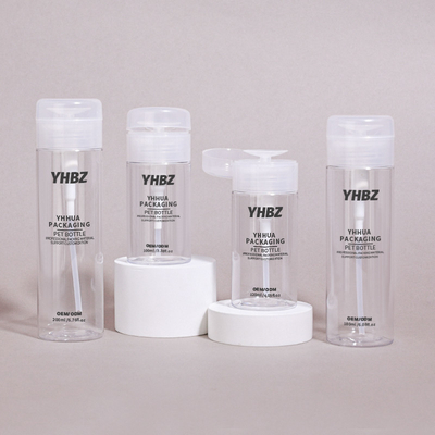 100ml-500ml Kişiselleştirilebilir Yuvarlak Plastik Şişeler Sıvı Kaldırıcı ve Makyaj Toner için