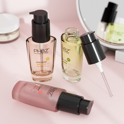 Serum losyon pompası şişe 50 ml cam sıvı taban şişeleri pompa ile