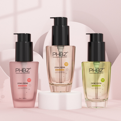 Serum losyon pompası şişe 50 ml cam sıvı taban şişeleri pompa ile