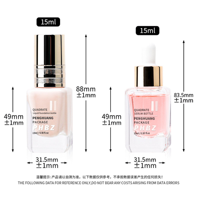Serum Saç Yağı Şişeleri15ml Kozmetik Paket Kare Sıvı Temel Şişeler