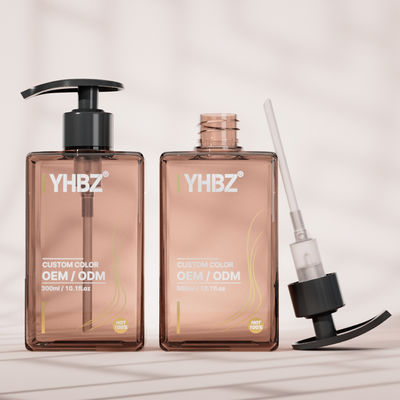 300ml Square PET Plastic Pump Bottle for Liquid Soap and Shampoo with Screw-on Cap