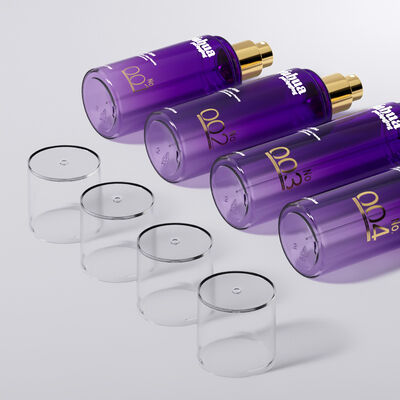 Kozmetik ambalaj seti Toner losyon ve serum deposu için özel logo ipek ekranı ve sıcak damgalama baskı ile plastik şişeler