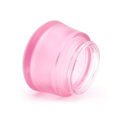 Plastik Kapaklı Lüks Pembe 50ml Krem Cam Kavanozlar Yuvarlak Frost