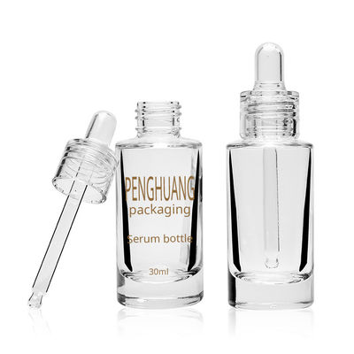 serum 30ml için şeffaf damlalıklı cam şişe