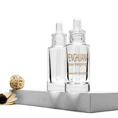 serum 30ml için şeffaf damlalıklı cam şişe