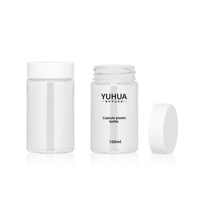 210ml PET Plastik Ambalaj Şişeleri Beyaz Vidalı Kapaklı Boş Kapsül Hap Kabı