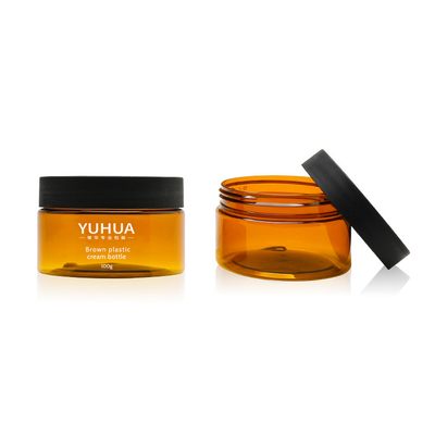 Alışveriş Portföy Custom Logo Amber Plastik PET Paketleme vida kapağı ile krem kavanozları