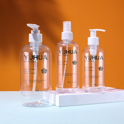 250ml 300ml 500ml PET Şampuan Şişeleri Pompalı Şeffaf Plastik Sprey Şişesi