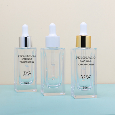 MSDS Cilt Bakım Serumu Damlalıklı Şişeler 50ml Kare Cam Şişe
