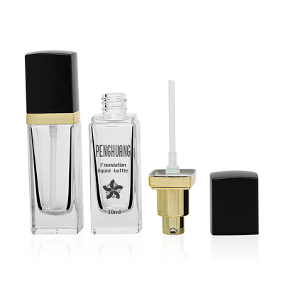 Kare 30ml Şeffaf Likit Fondöten Şişeleri Krem Emülsiyon Kabı