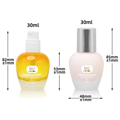 Özel renk 30ml cam fondöten şişesi toptan losyon pompası cilt bakımı ambalajı cam kozmetik fondöten şişesi
