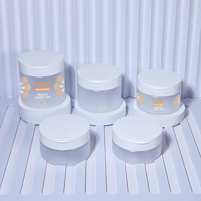 Kapaklı Büyük Boy Buzlu Plastik Kavanoz Kabı 180ml 240ml 300ml