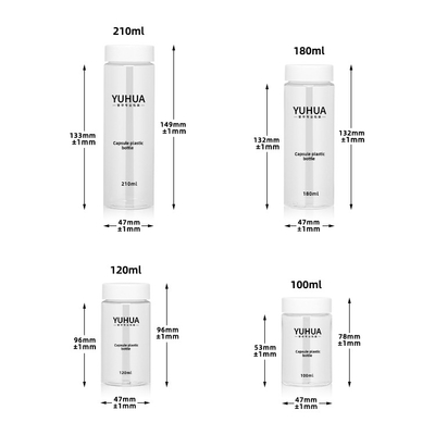 Beyaz Kapaklı Şeffaf Silindirik Plastik Şişe 210ml 120ml
