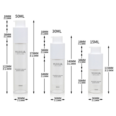 Havasız PET Plastik Şişe 15ml 30ml 50ml Şeffaf Yuvarlak Şekil