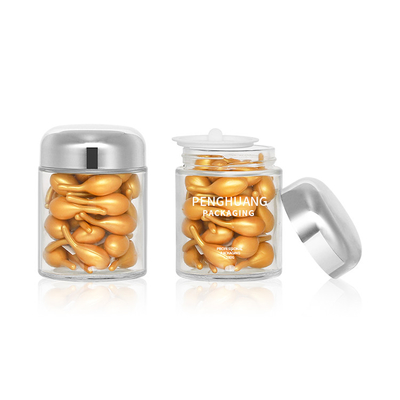 Rose Golden Cap Şerit Kapaklı Cam Kavanoz Ambalajlı Yuvarlak 100g Kapsül Cam Konteyner