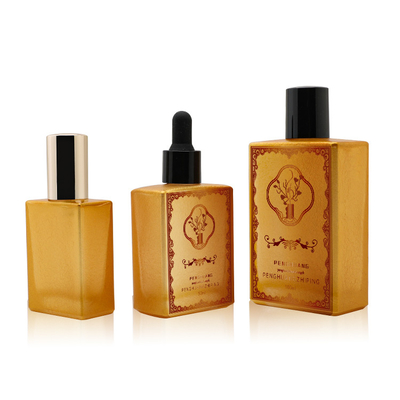 Lucury Glass Altın Serum Damlalık Şişeleri Parfüm Yağı Ambalaj Logosu Özel 50ml 100ml 120ml