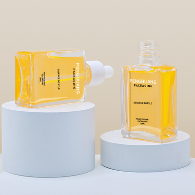 30ml Cam Şişe Ambalajı Cam Kare Şekli Damlalıklı Serum Şişeleri