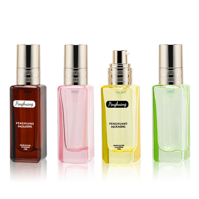 30ml Vakıf Cam Şişe Renkli Altın Pompa Boyama Renkli Logo Tasarımı