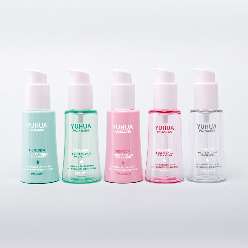 Plastik yüz vücut losyonu pompası şişe 50ml Konik yağ serum şişesi Etkili cilt bakımı çözümleri için