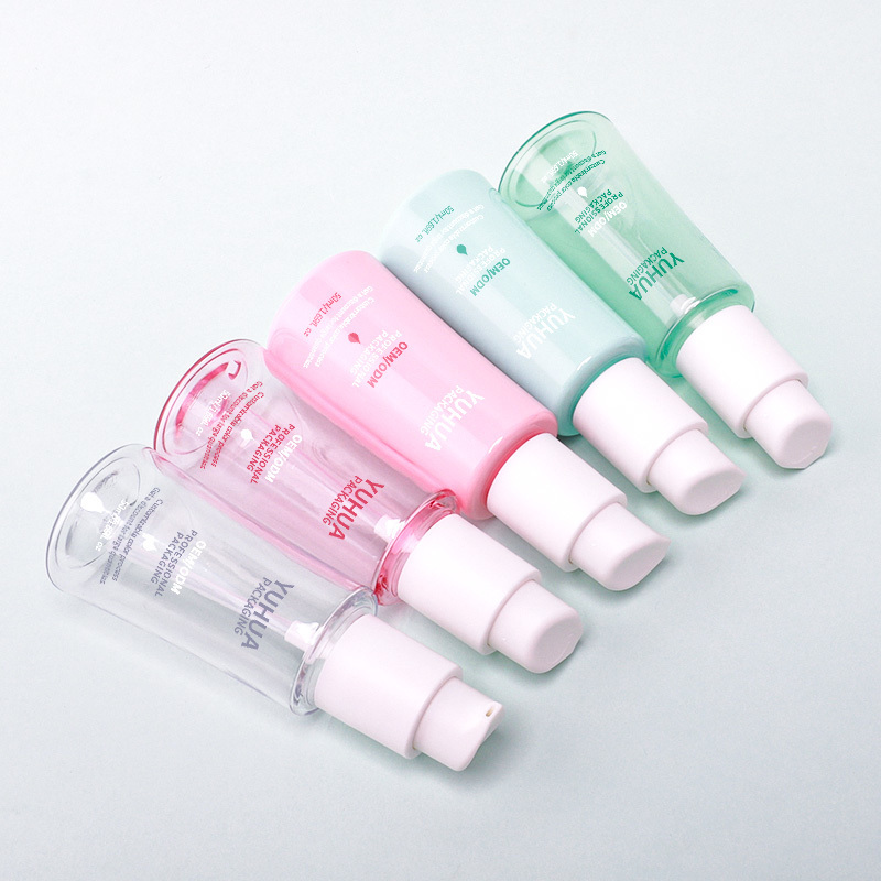 50ml Clear PET Flat Shoulder Lotion Pump Bottle for Customized Cosmetic Packaging with Silk Screen Printing
