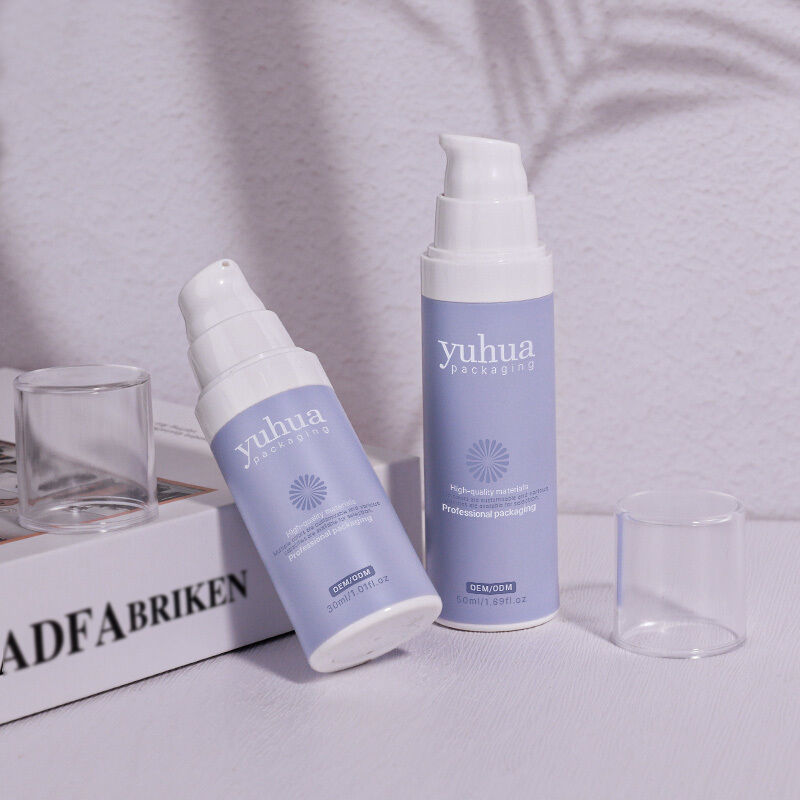 Kozmetik Serum Tonik Ambalajı ve Özel Logo Baskısı İçin Hava Pompali ve Vidalı Kapaklı Geri Dönüştürülebilir Plastik Losyon Şişesi