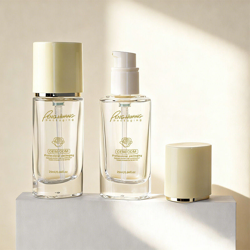 Liquid Foundation Bottles glass cosmetic packaging set with 30ml capacity customizable printing and durable airtight leak proof design