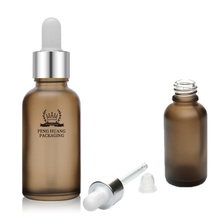 Renkli Paiting ODM Serum Damlalık Şişeleri Cam Buzlu Yuvarlak Şekil