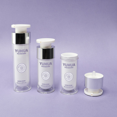 Çift Duvarlı Plastik Havasız Şişe 30ml 50ml Açık Havasız Pompa Şişesi