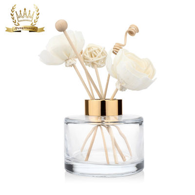 Dekoratif 200ml Difüzör Cam Şişe Yuvarlak Kapaklı Şeffaf