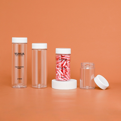 Silindirik Plastik Şişe Beyaz Kapaklı Pet Malzeme Boş PET Plastik Şişe