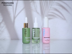 Kozmetik Ambalaj için Baskılı Cam 1oz Süslü Serum Damlalıklı Şişeler